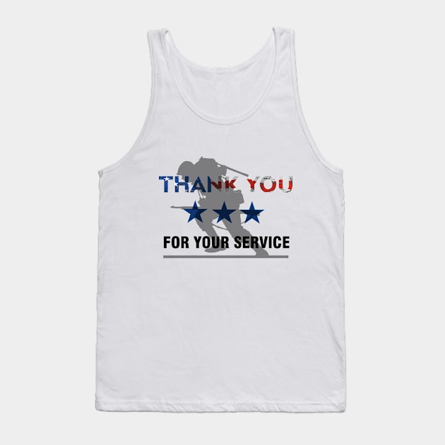 Memorial Day Thank You For Your Service Graphic Design Tank Top by AdrianaHolmesArt